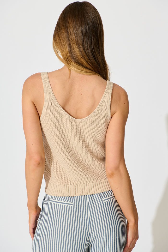 Lauretta Knit Top in Beige Cotton back
