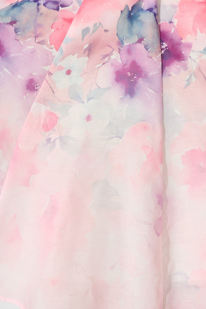 Floral Rhapsody Dress in Pink with Multi Floral Cotton Blend fabric