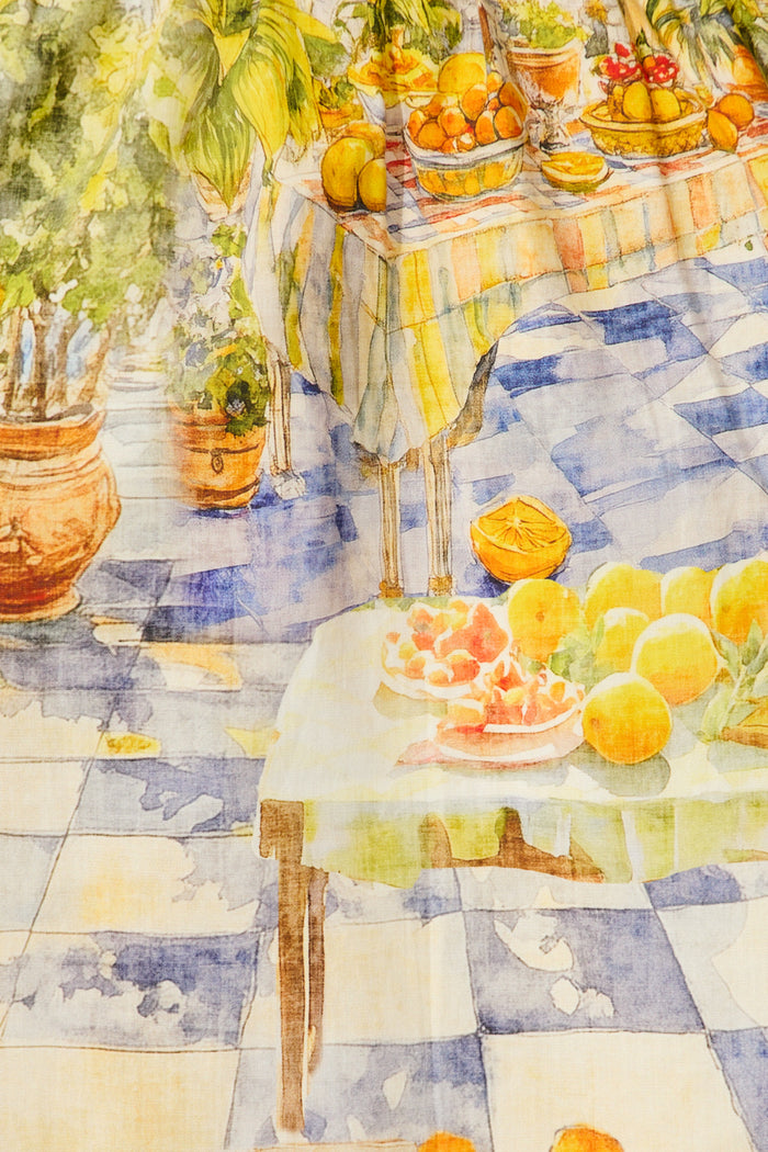 Omari Dress in Yellow Multi Mediterranean Cotton fabric