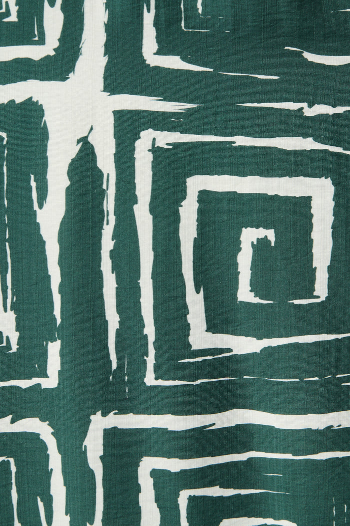 Suzanna Midi Dress in Green Geometric Print fabric