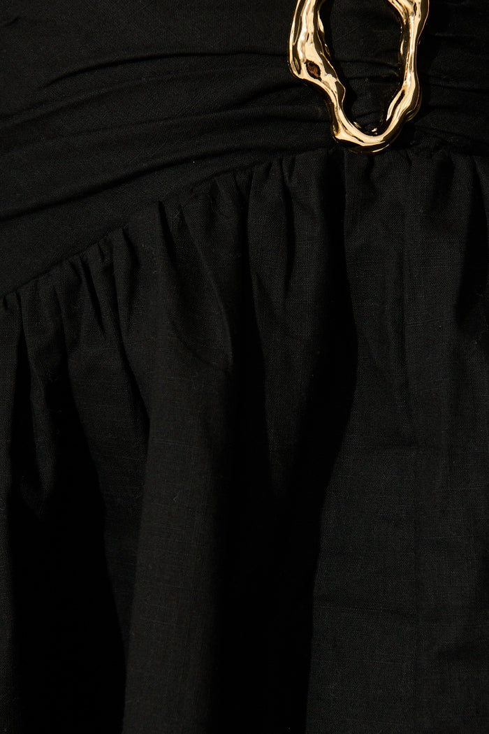 Shaina Skirt in Black Linen Blend fabric