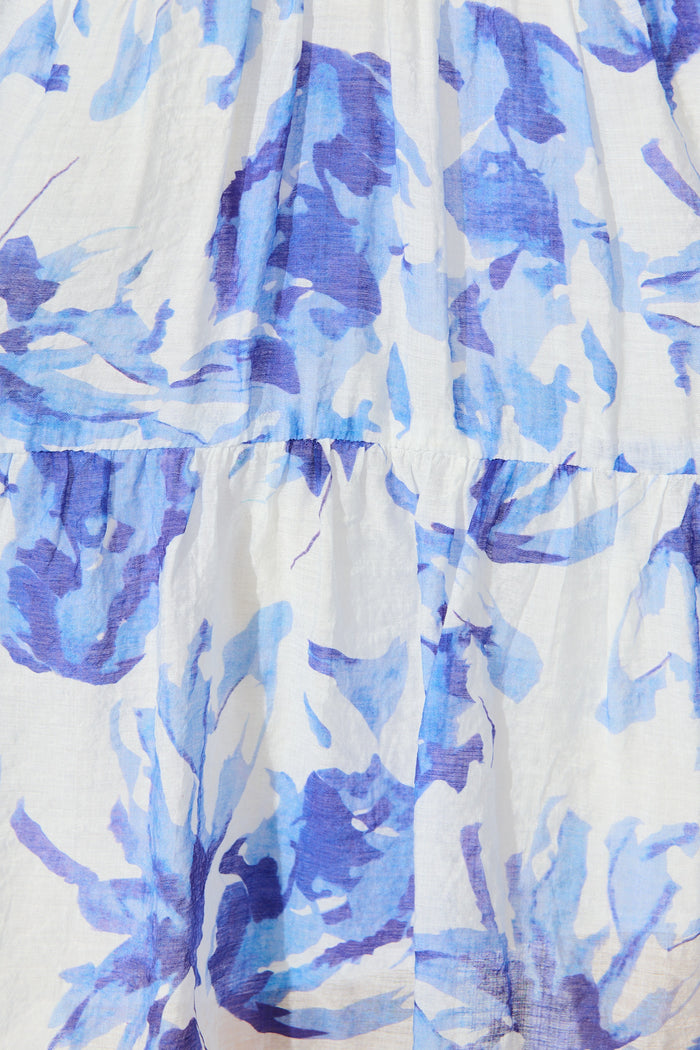 Philomena Dress in Blue Floral fabric