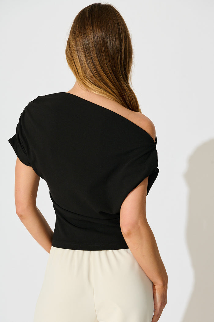 Ponte Off Shoulder Top in Black back