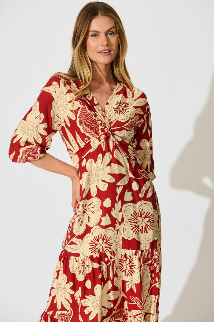 white christmas dresses Ellianna Floral Maxi Dress in Cream main image 0