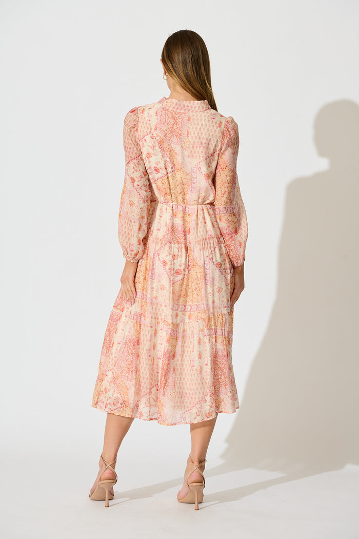 Pasha Maxi Dress in Cream Peach Floral