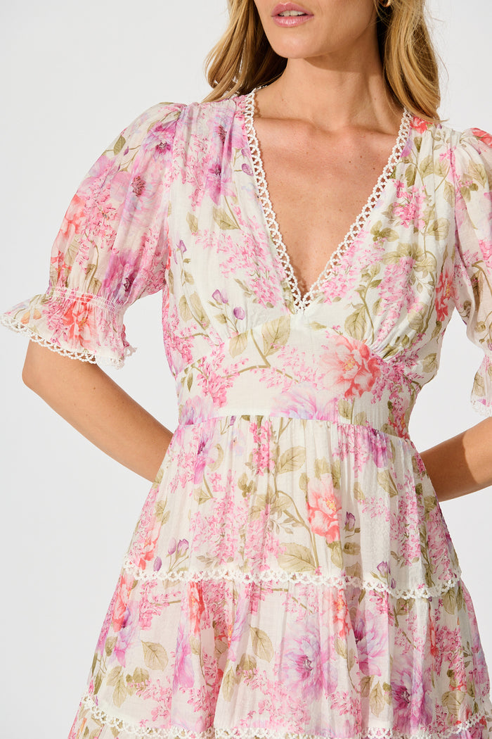 Wrenley Dress – White Pink Floral