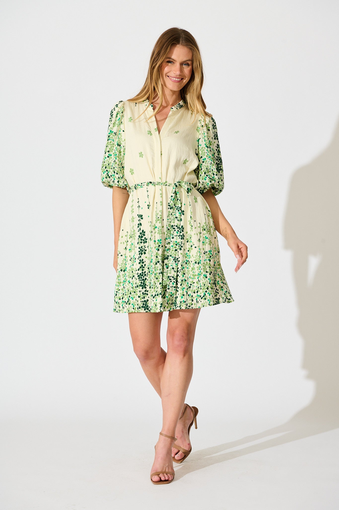 Valara Dress in Cream Green Floral | St Frock