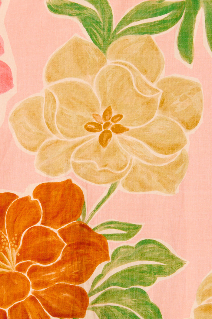 Ellamae Maxi Sundress in Peach Floral Cotton fabric