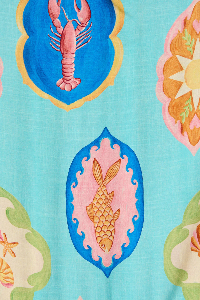 Canna Maxi Sundress in Blue Multi Print fabric