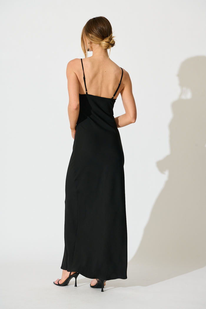 Lush Reverie Maxi Dress in Black back