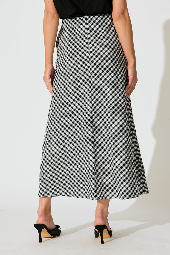 Amor Maxi Skirt in Black and White Gingham Cotton back