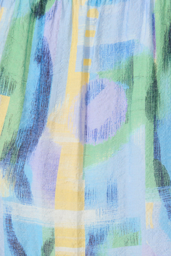 Heloise Midi Dress in Blue Print fabric