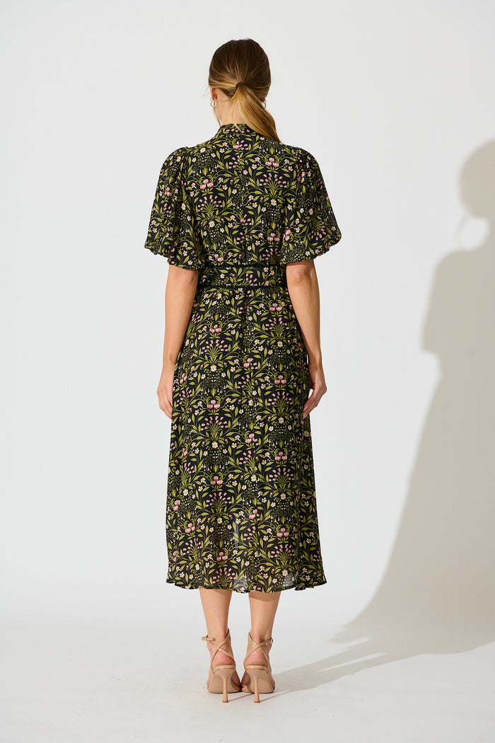 Selestia Maxi Dress in Black Floral back