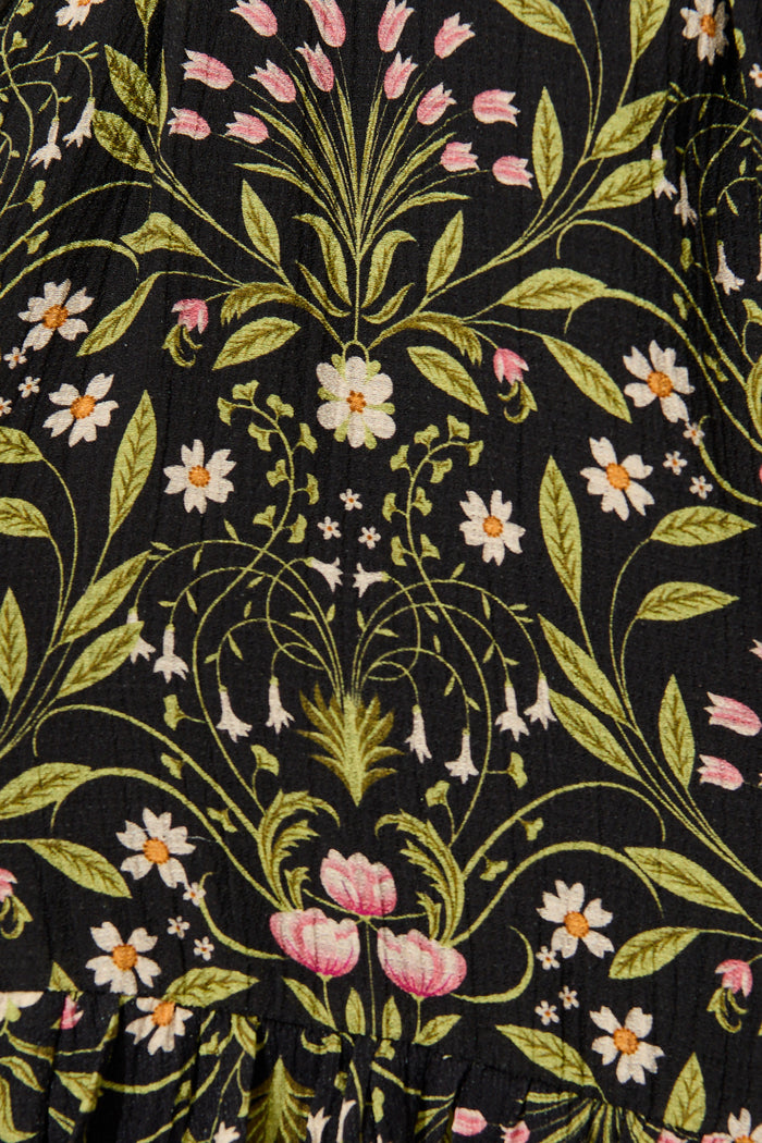 Ulani Shirt Dress in Black Floral fabric