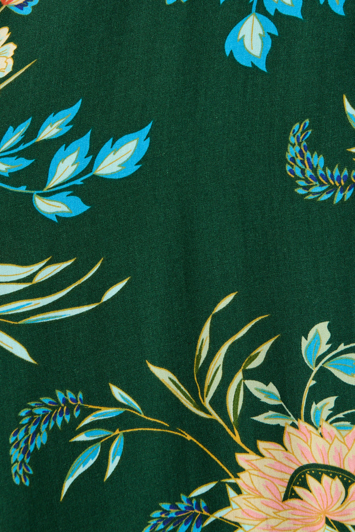 Undine Dress in Emerald with Multi Floral fabric