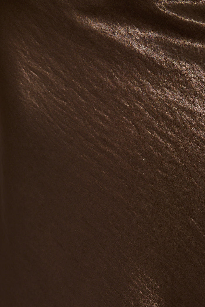 Satin Poise Midi Skirt in Chocolate fabric