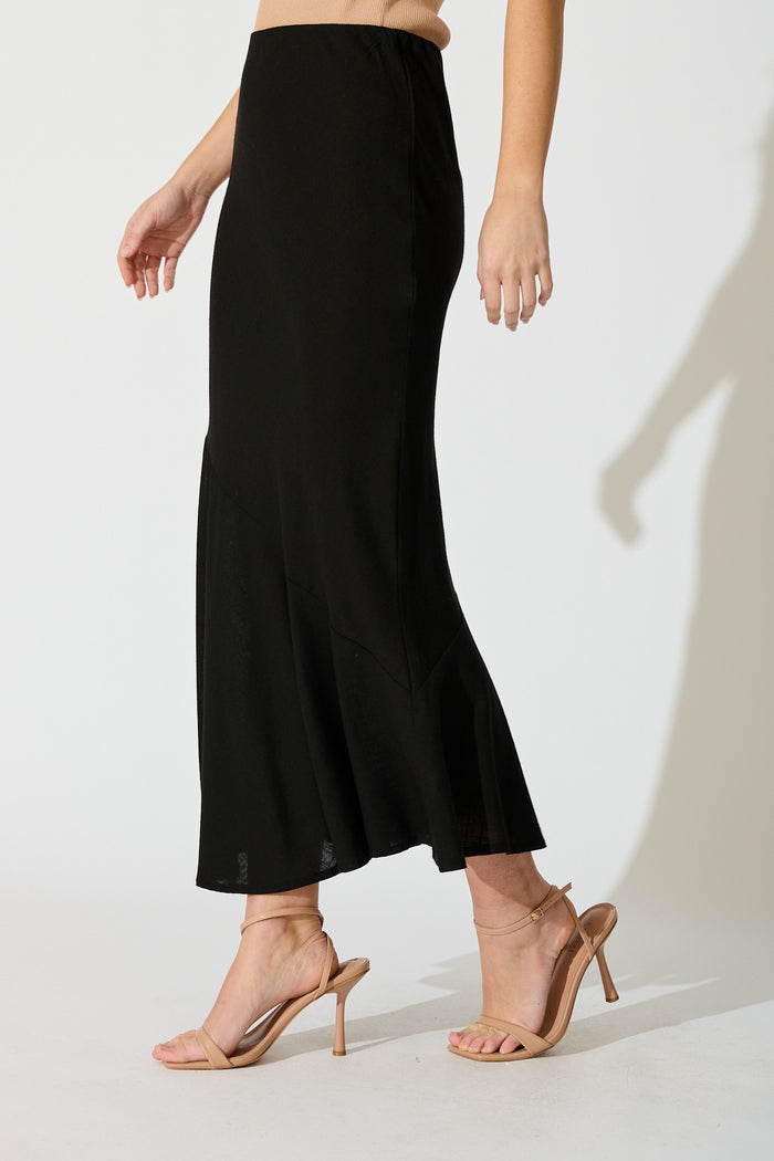 Charlee Maxi Skirt in Black Linen Blend side