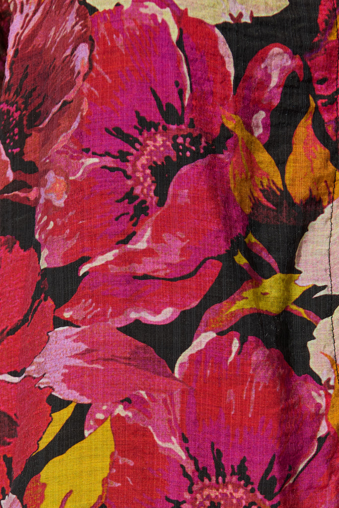 Lombard Top in Black with Pink Floral fabric