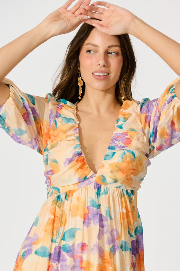 seraphine maxi dress Seraphine Maxi Dress – Tangerine Multi Watercolour Floral