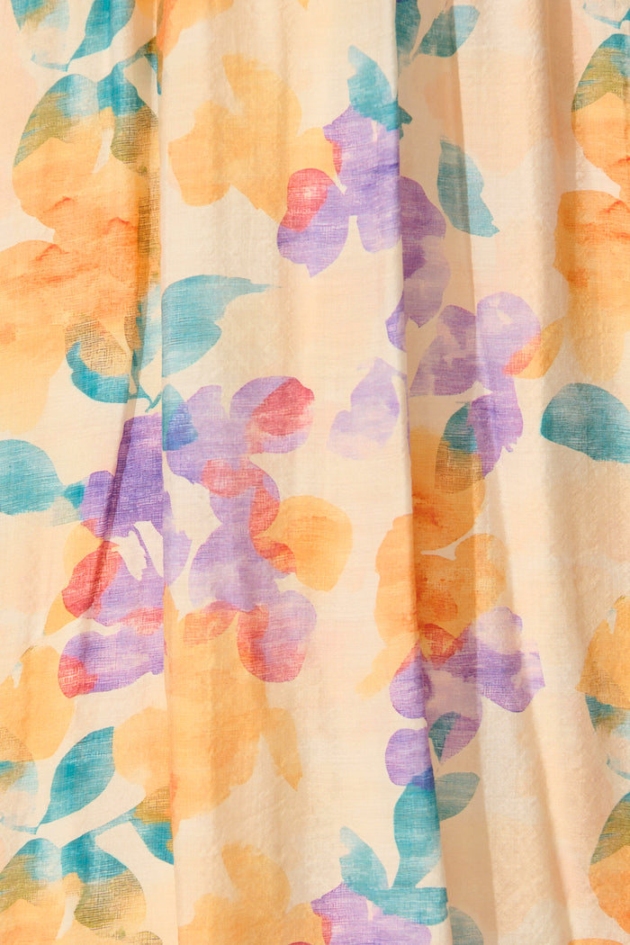 Seraphine Maxi Dress in Tangerine Multi Watercolour Floral fabric