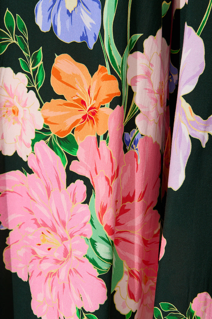 Amara Garden Pant in Green with Multi Floral fabric