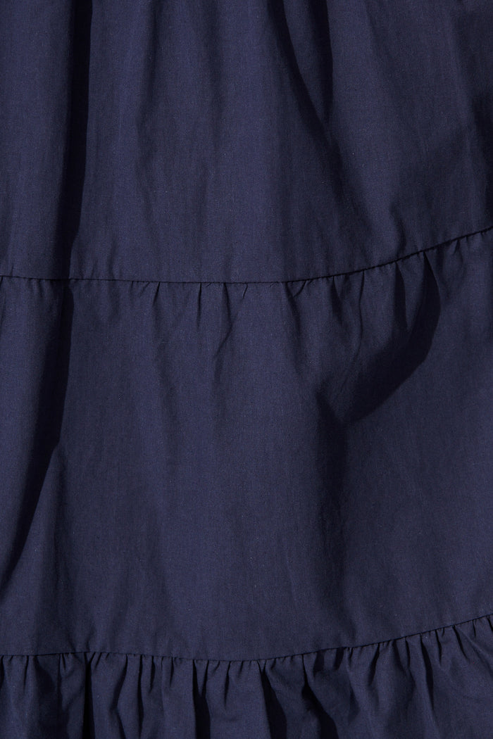 Vrinda Midi Dress in Navy Cotton fabric