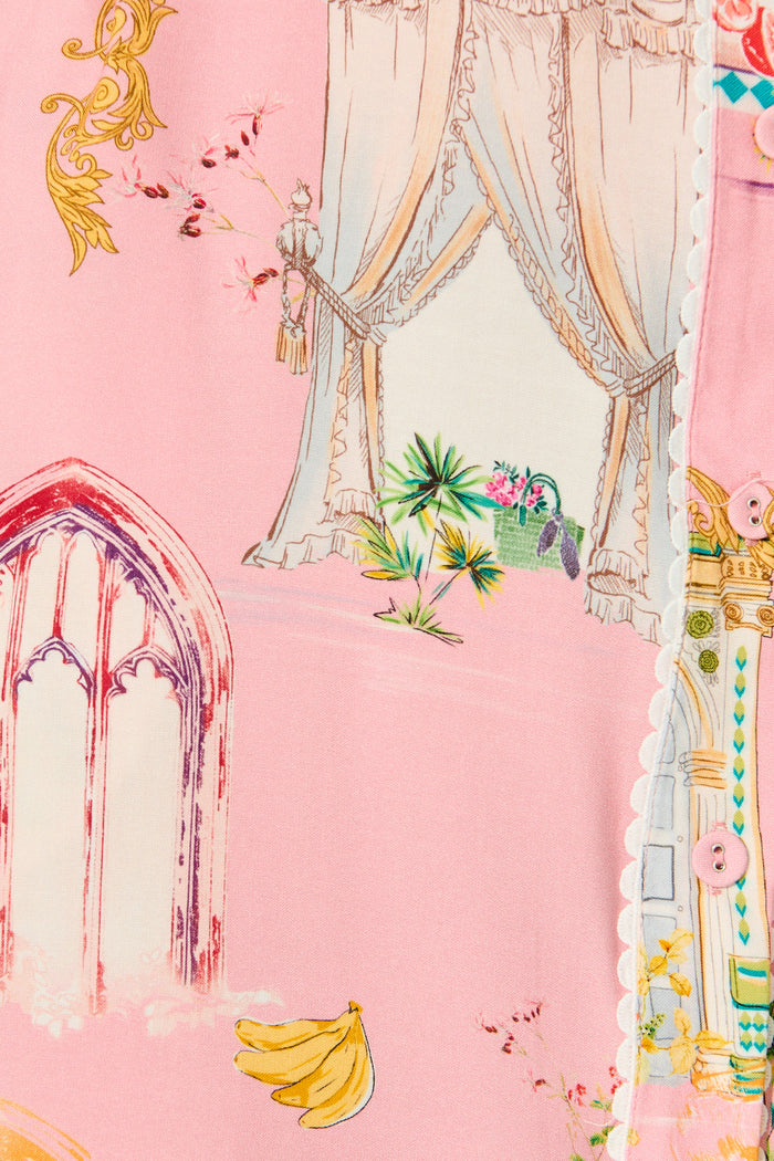 Orsa Shirt Dress in Pink Multi Print fabric