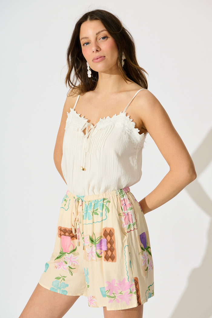 Elise Bloom Short in Multi Conversational Print side