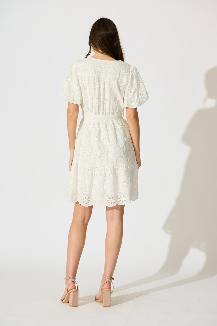 Juliette Dress in White Broderie Cotton back