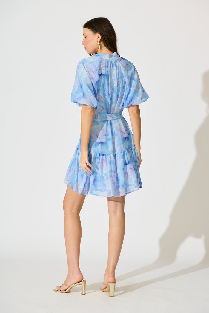 Dawnfall Dress in Blue Floral Chiffon back