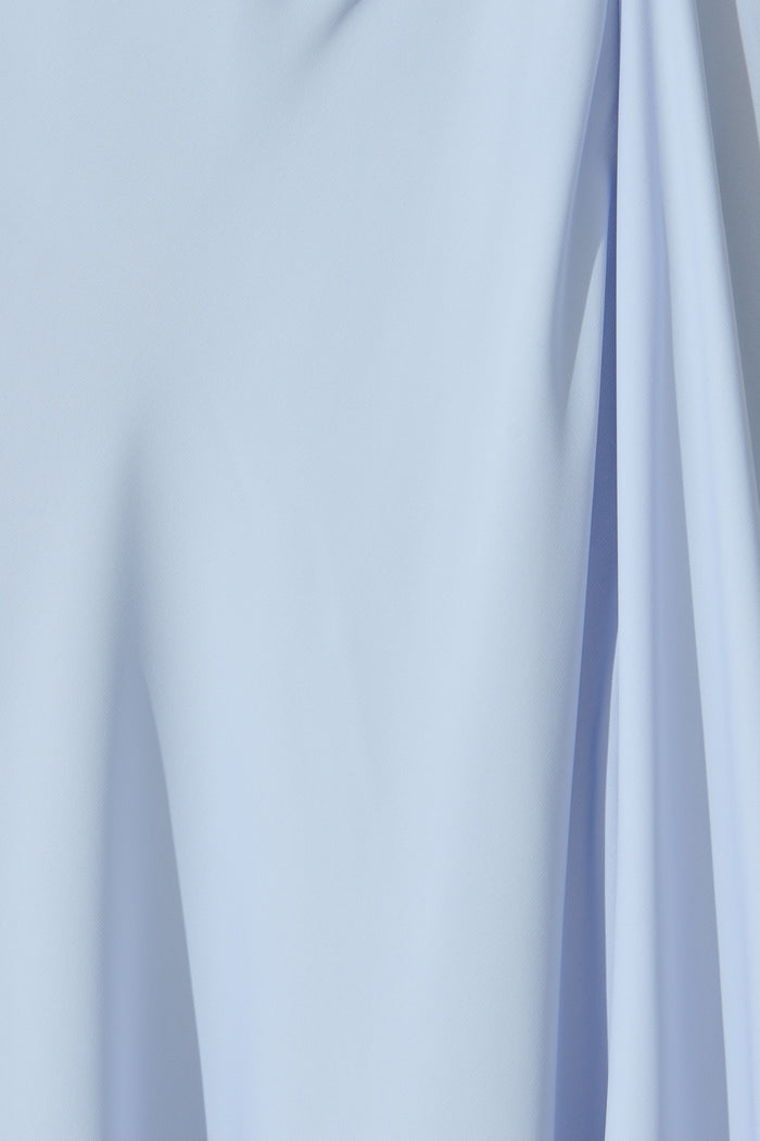 Marielle Off Shoulder Maxi Dress in Dusty Blue Chiffon fabric