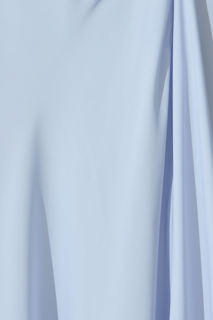 Marielle Off Shoulder Maxi Dress in Dusty Blue Chiffon fabric