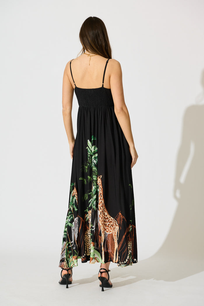 Yetta Maxi Sundress in Black Print back