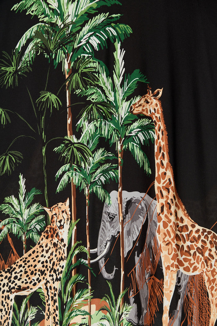 Yetta Maxi Sundress in Black Print fabric