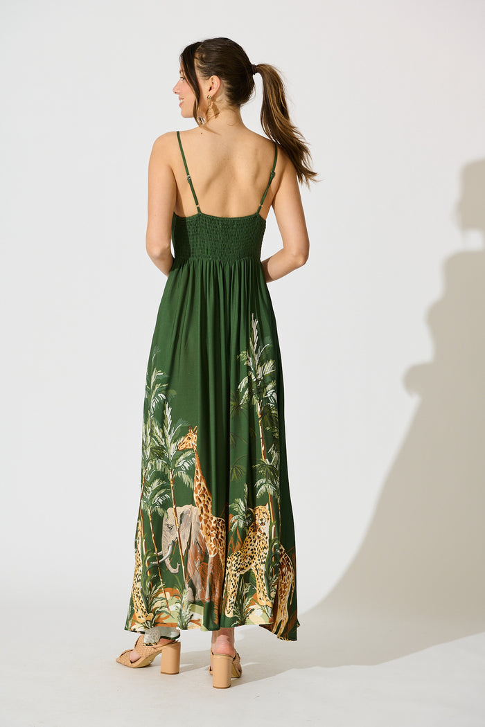 Yetta Maxi Sundress in Green Print back