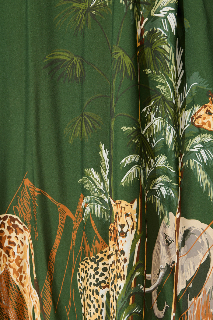 Yetta Maxi Sundress in Green Print fabric
