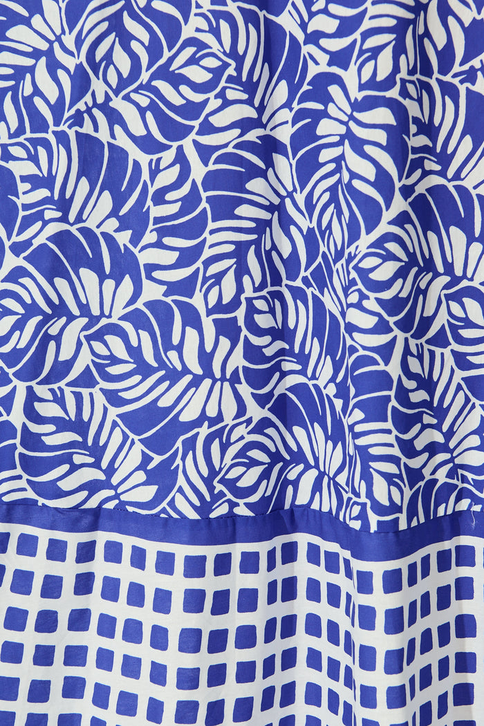Lova Maxi Sundress in Blue with White Cotton fabric