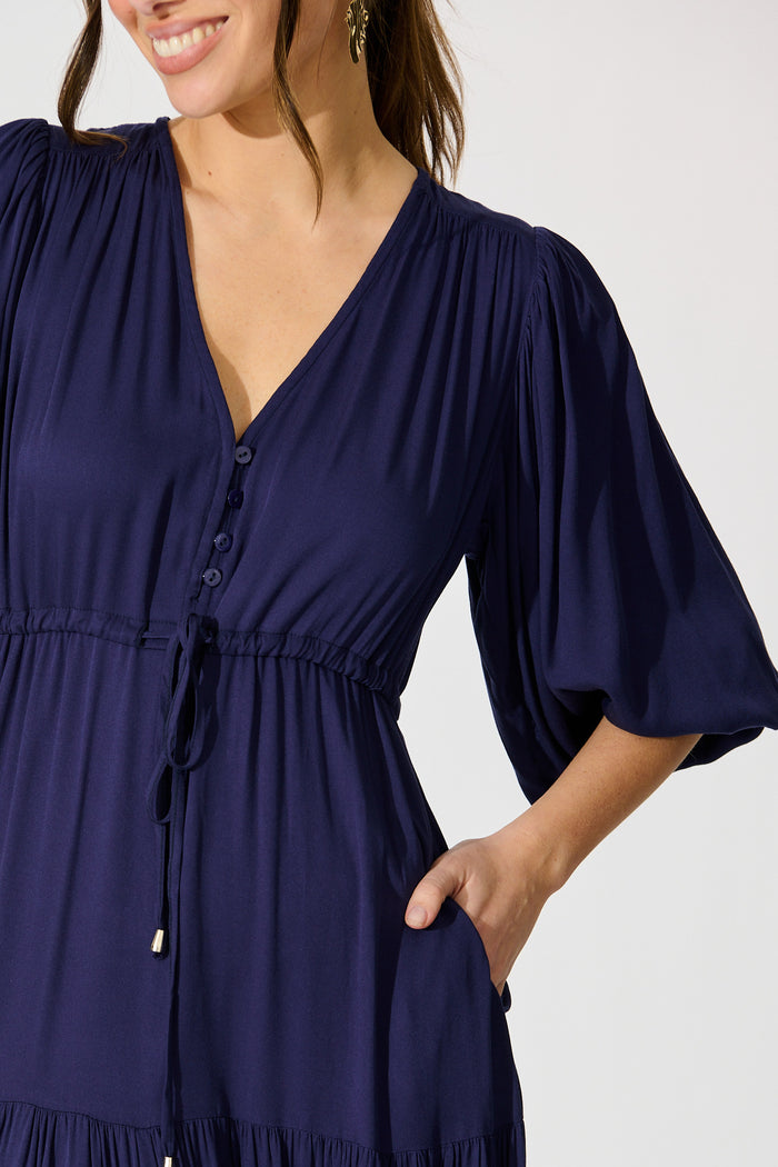 Carwen Maxi Dress in Navy detail