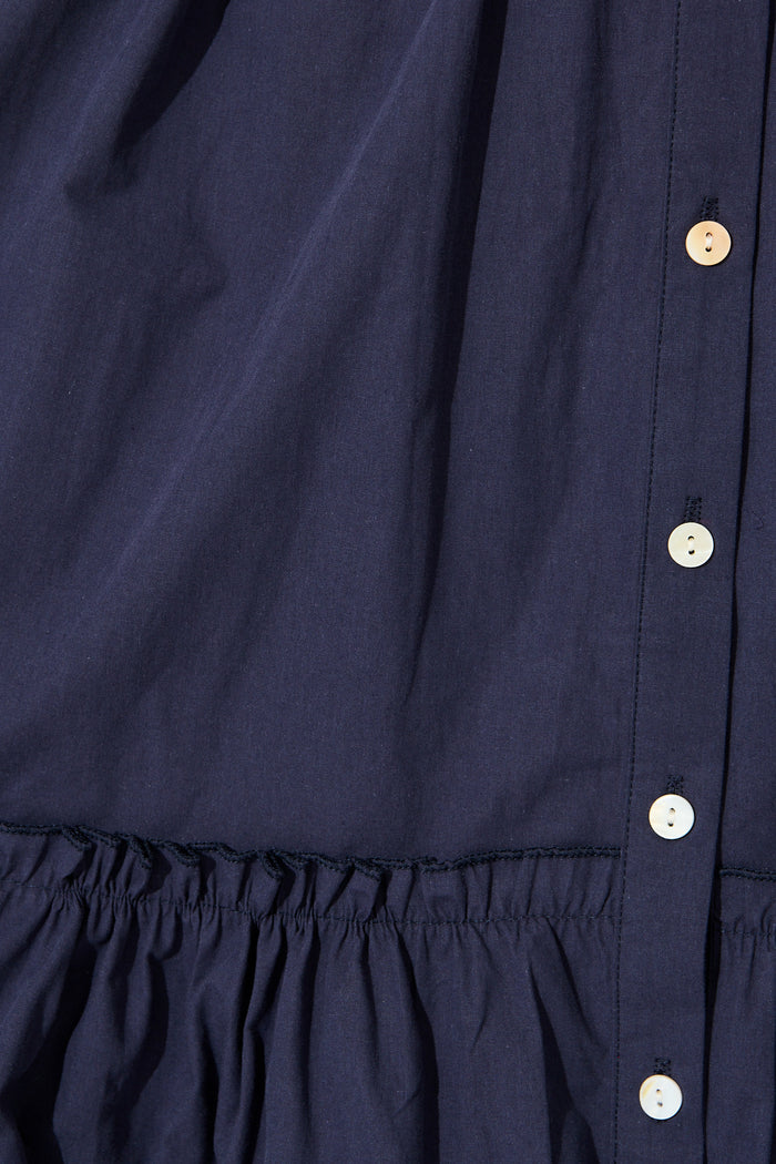 Miya Midi Dress in Navy Cotton fabric