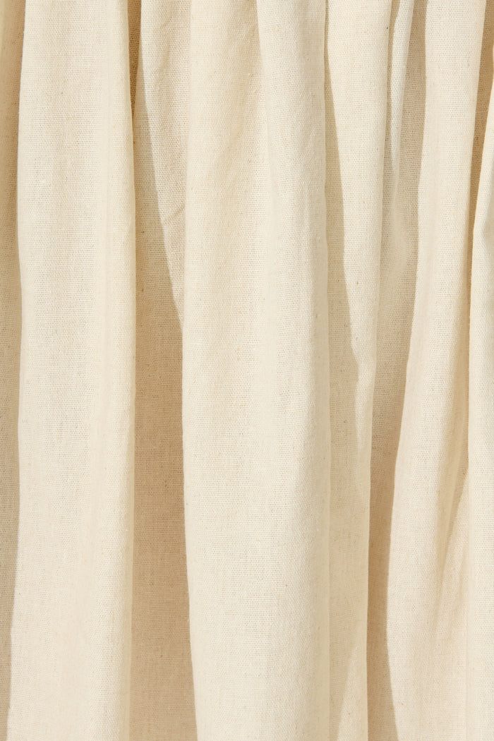 Elisara Tie Front Dress in Oatmeal Linen Blend fabric