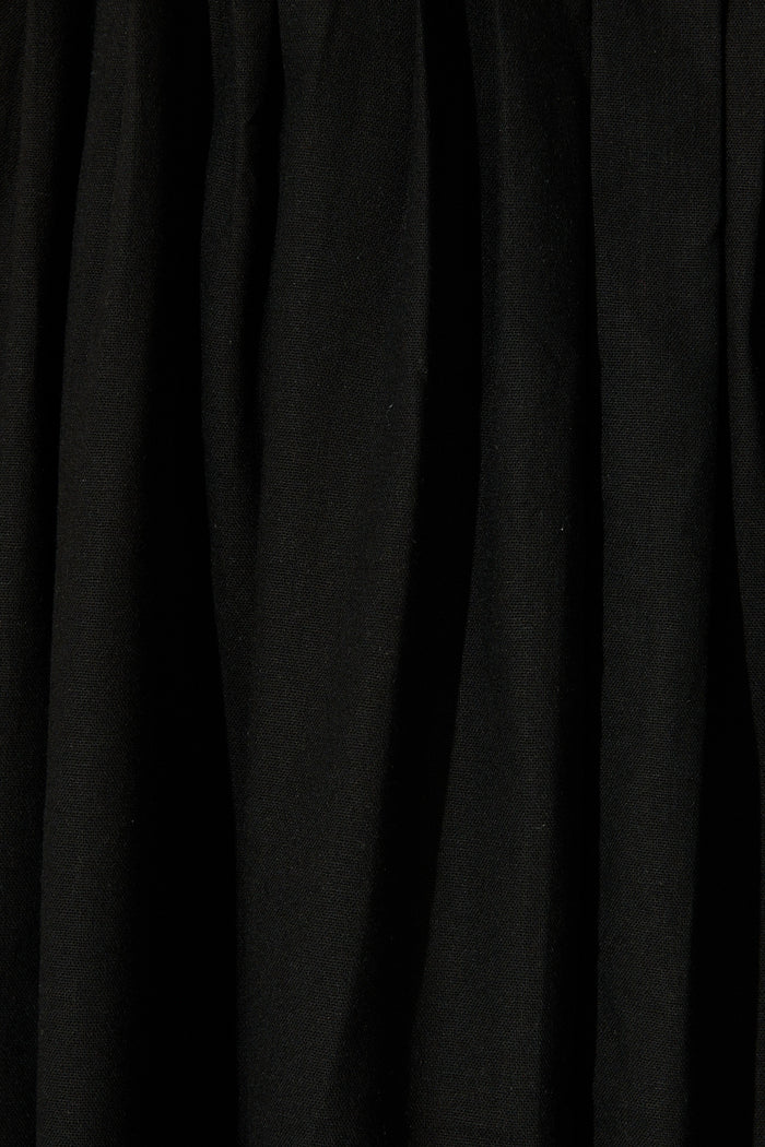 Elisara Tie Front Dress in Black Linen Blend fabric