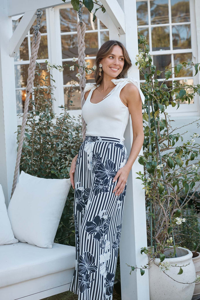 Tied With Love Knit Top with Bow in White campaign ful length