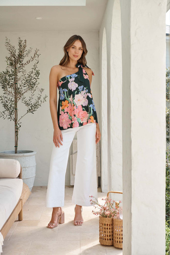 PRE ORDER Torin High Rise Wide Leg Jean In White Denim campaign full length