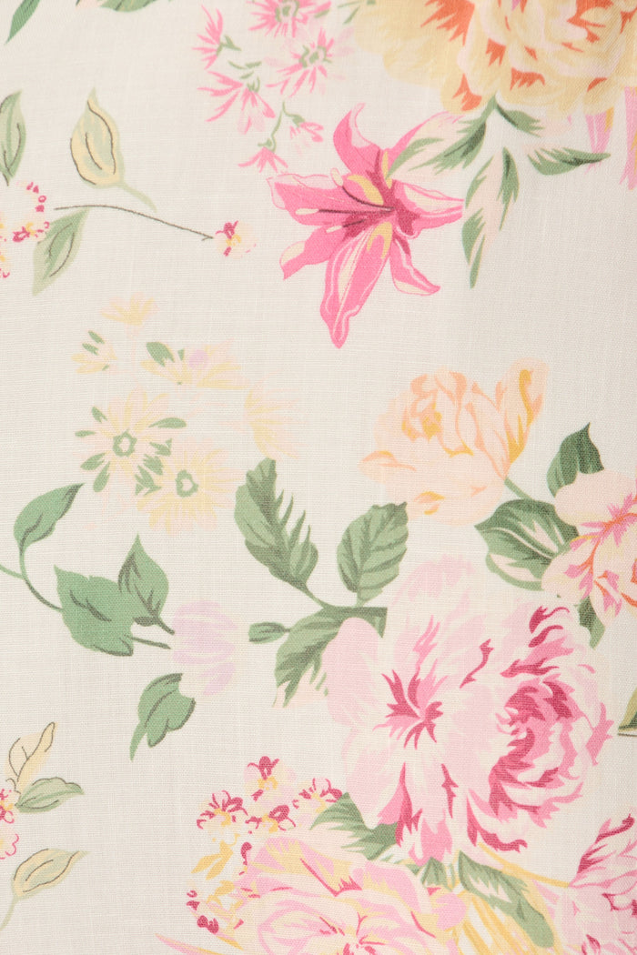 Wylla Sundress in Pink Floral Linen Blend fabric