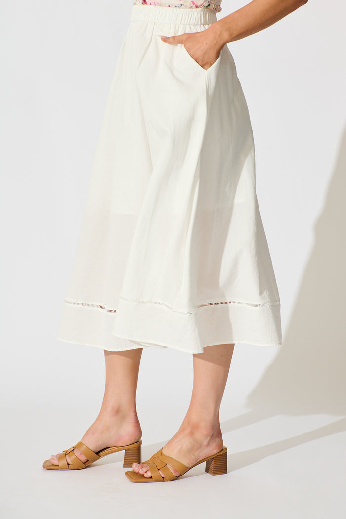 Cylas Midi Skirt in White Linen Blend side
