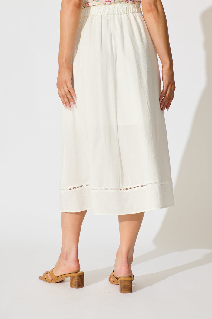 Cylas Midi Skirt in White Linen Blend back
