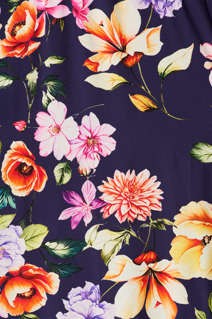 Zyla Midi Dress In Navy Floral fabric