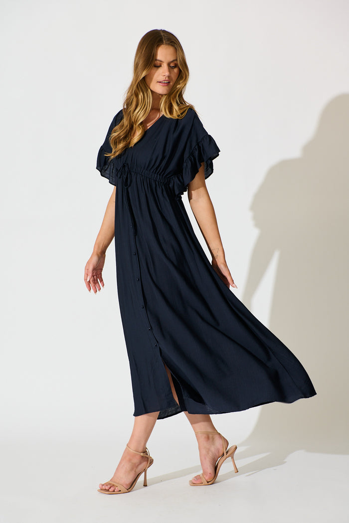 Rue Maxi Dress In Navy side