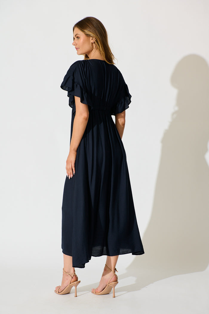 Rue Maxi Dress In Navy back