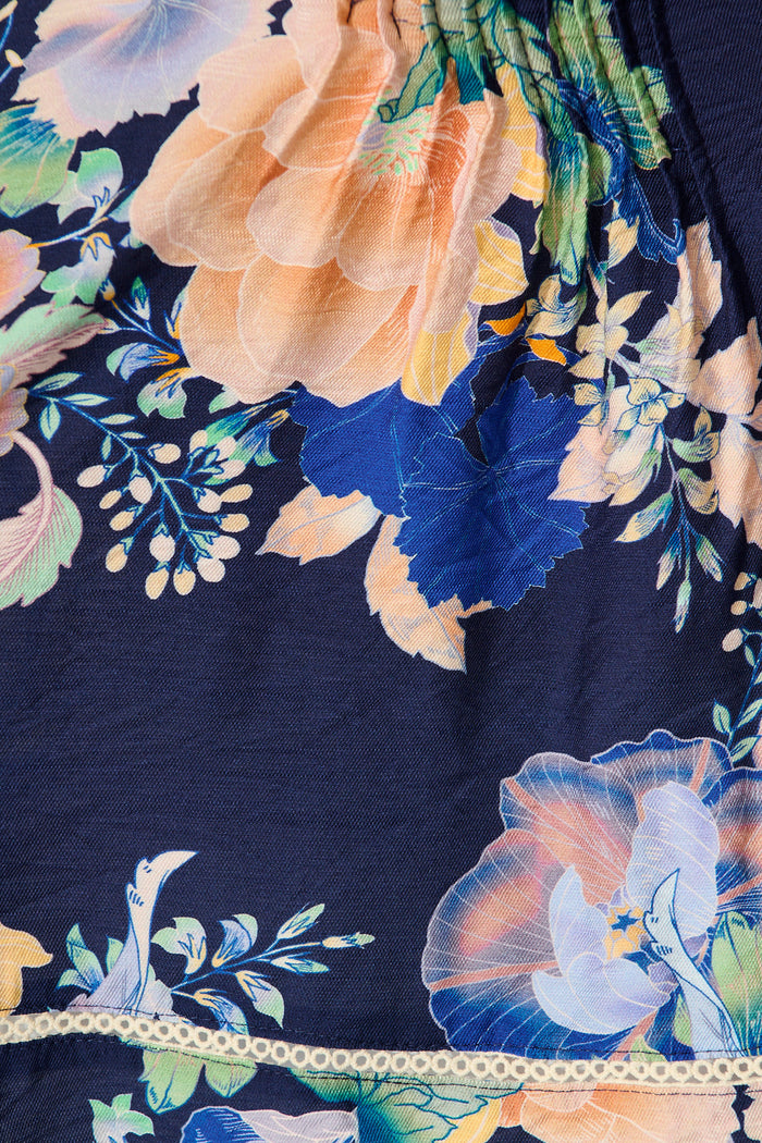 Susie Cami Top In Navy with Multi Floral fabric